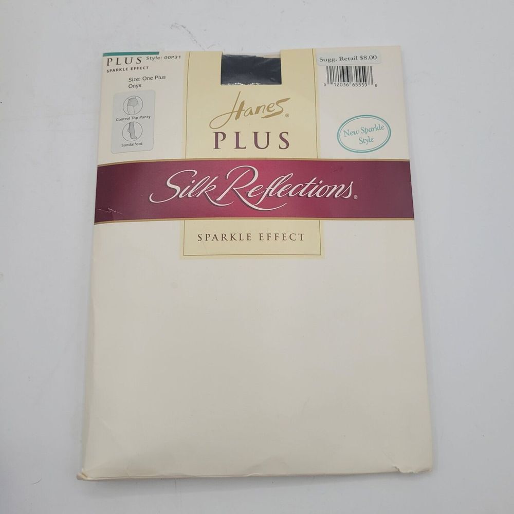 Hanes Plus Silk Reflections Sparkle Effect Onyx ‎ Sz One Plus Control Top NEW
